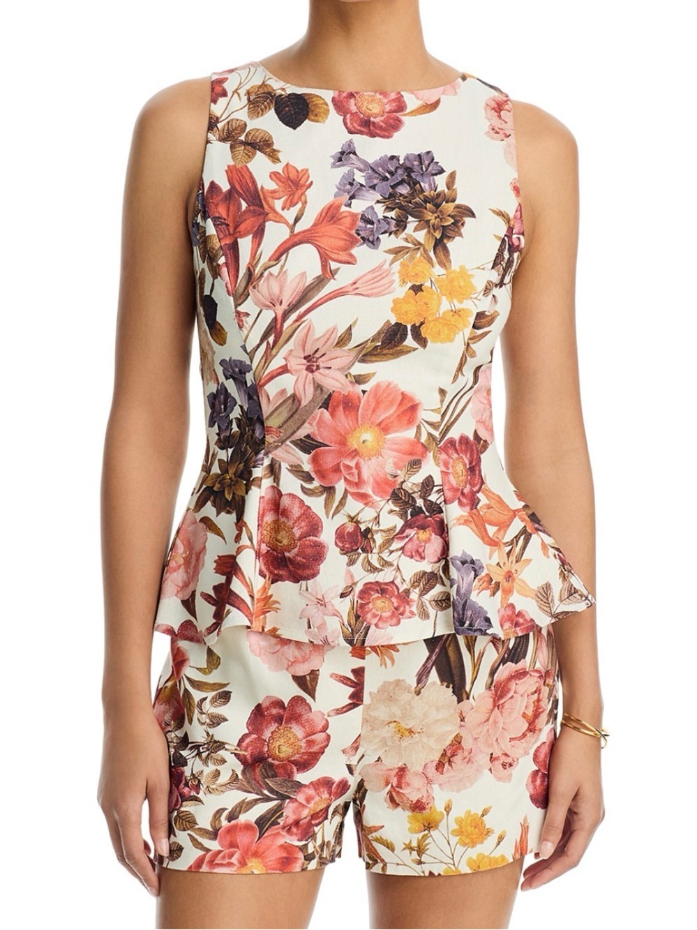 Aqua- floral sleeveless top and shorts set